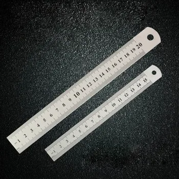 

Double Sided Metal Ruler 15/20/30cm Office Stationery Measuring Tool Stainless Steel Precision Metric Ruler