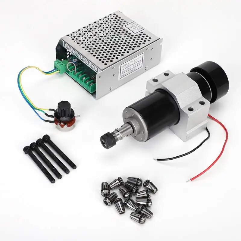 

AC110-220V CNC 500W Air Cooling Spindle Motor + 52mm Clamps + Speed Governor + ER11 Collet Engraving Drilling High Quality