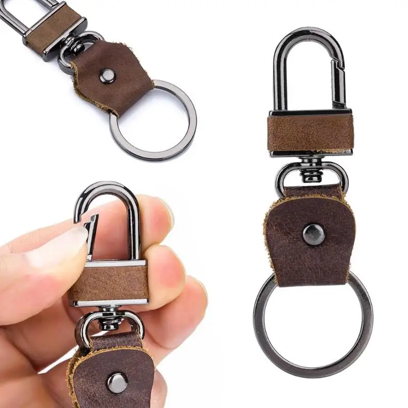Creative Leather LOCK Keychain Simple Design High End Key Chain Charms