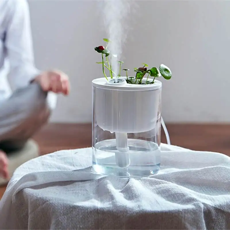 

Mini White S1 320ml Air Humidifier 15 Degrees Sprayer NANO-Aromatherapy Humidifier with Eco Cup Night Light Potted Plant