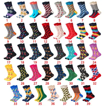 

LIONZONE Hot Sales Street Wear Men Socks Joker Funny Colorful Design Combed Cotton Happy Socks Men Fashions Wedding Gift