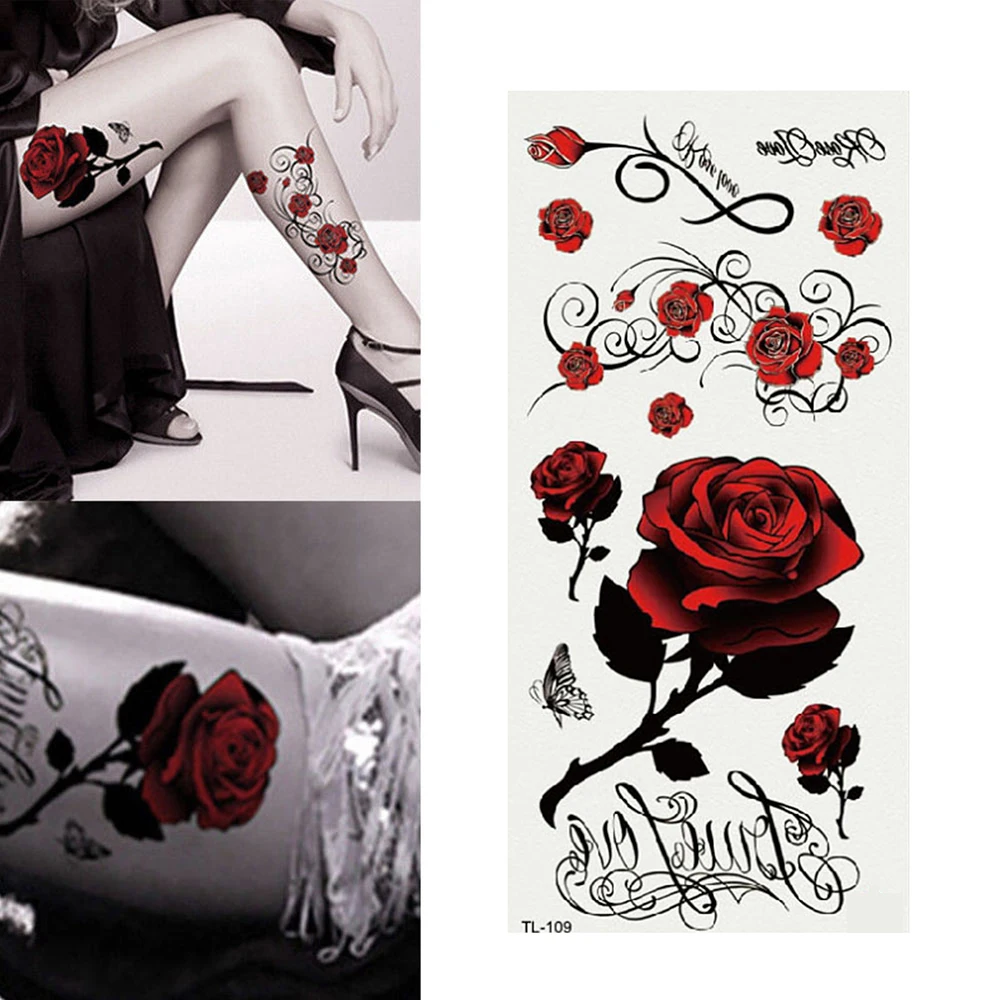 1x розы цветок временные татуировки наклейки боди-арт 3D Роза татуировки водонепроницаемый горячий