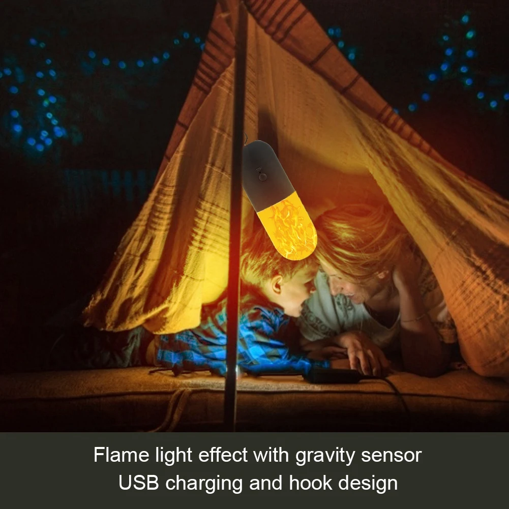 

USB Charging Tent Lamp LED Flame Light with Gravity Sensor for Tent Outdoor Camping Emergency Emergency Light