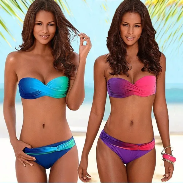 {Excellent|Wonderfull|Very Good|Very Recommended} Women Sexy Gradient Bikinis Set Solid Beachwear Summer New Bathing Suit Tube Top 2019 Swimwear Female Bandage Swimsuit Biquini Limited Price