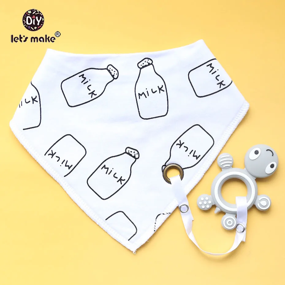 Let's Make Baby Stuff Bibs & Burp Cloths 1pc Cotton Bib Cartoon Silicone Teether BPA Free Baby Things Feeding Baberos Burp Cloth