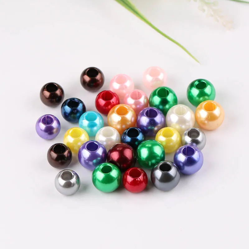 

diy jewelry accessories color imitation pearl handmade bracelet necklace large hole bead material plastic loose beads