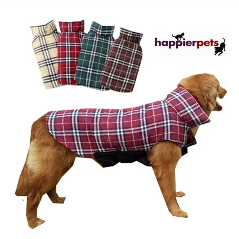 

Waterproof Reversible Plaid Dogs Jacket Dog Winter Clothes Warm Dog Apparel For Cold Weather Dog Jacket With Furry Collar