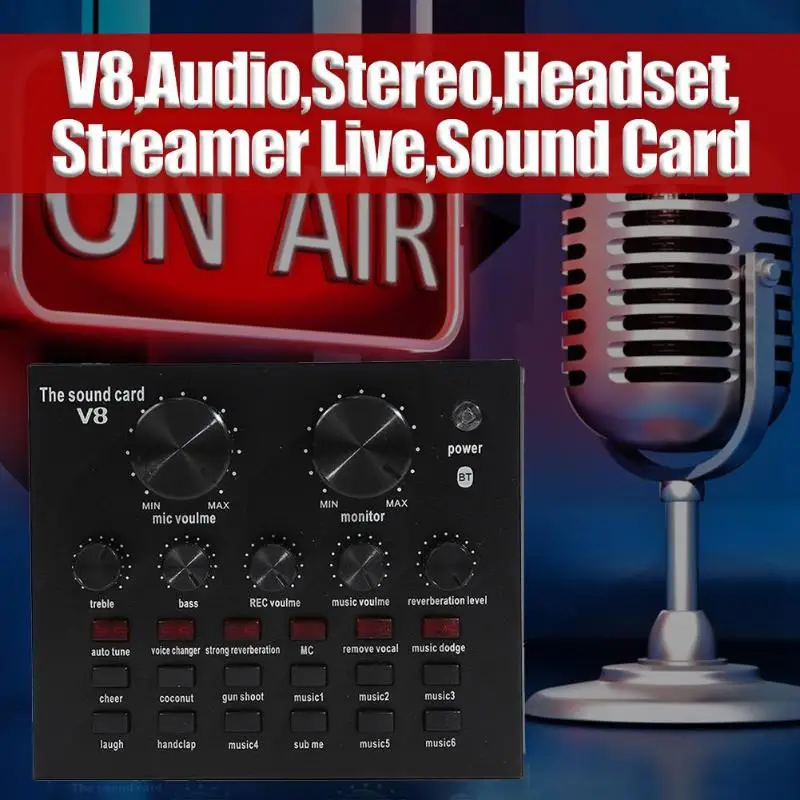 V8 аудио Bluetooth USB гарнитура с микрофоном K Song стерео прямая трансляция звуковая