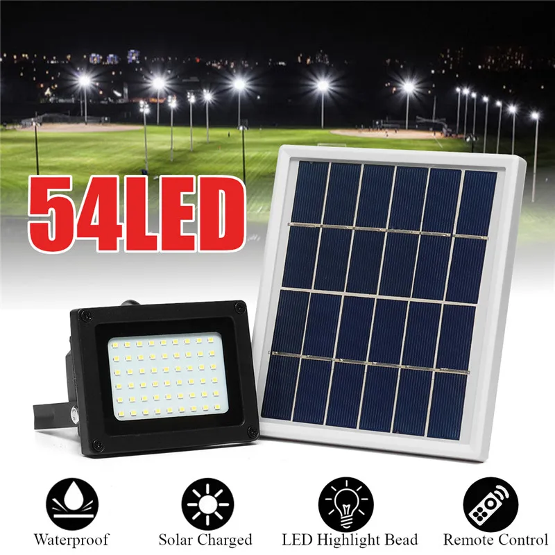 Luzes de Inundação Solar ao ar Solar à Prova Luz para Jardim Solares Lumens 3 w Painel Livre Luz Dwaterproof Água Segurança Garagem Gramado Cerca 54 Led 400
