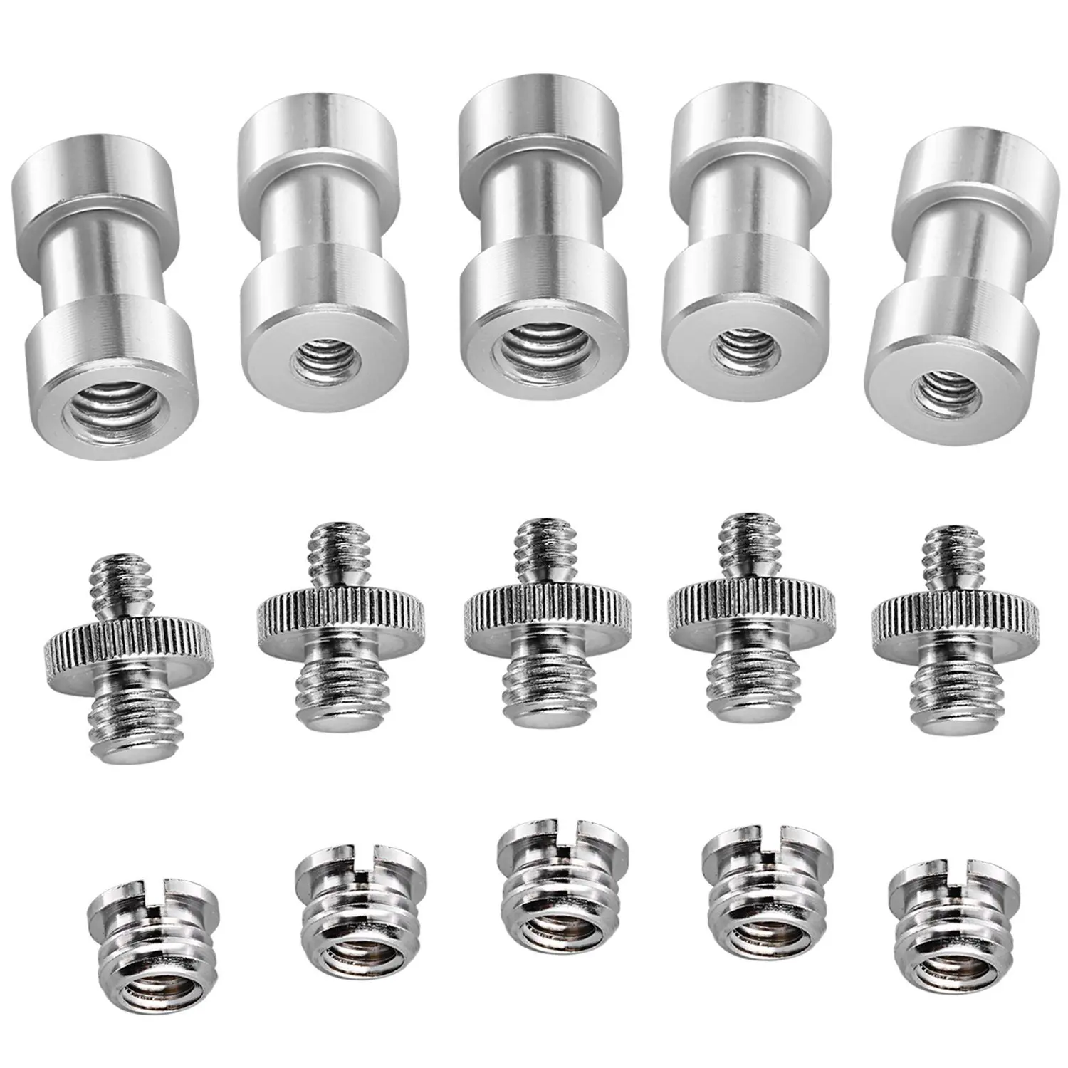 

15 Pieces 1/4 3/8 inch Metal Threaded Screw Converter Adapter for DSLR Camera,Tripod,Shoulder Rig,Light Stand,Camera Cage