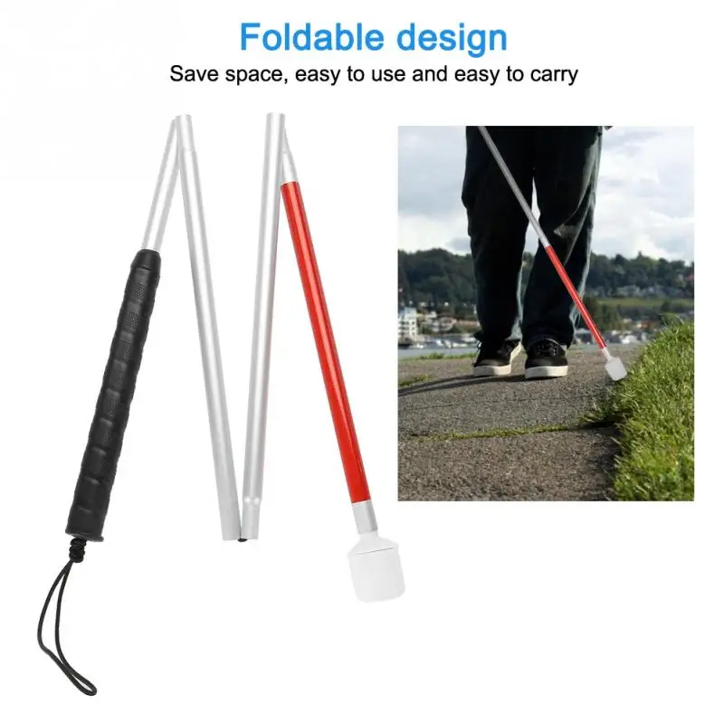 

Folding Foldable Reflective Cane Crutch Portable Anti-Shock Guide Walking Stick Blind People 110cm
