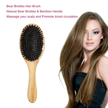 

Hair Brush Natural Bamboo Handle Boar Bristles Anti-static Hair Scalp Paddle Hairbrush Gasbag Massage Comb Hair Care Tool