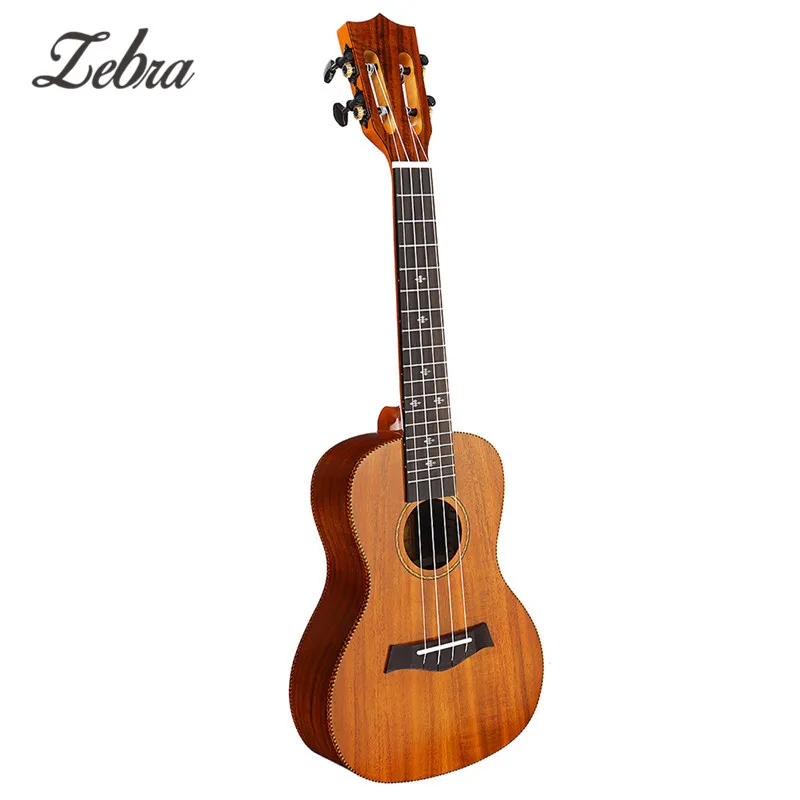 

Zebra 24 Inch Guitar Ukulele Maple Neck Rosewood Fingerboard/Bridge KOA Wood with Tiger Strips Ukelele Uke Set for Beginners