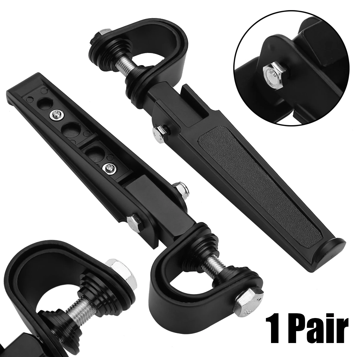Universal Highway Clamp On Foot Pegs Black Aluminum Motorcycle Folding Foot Rest for H arley