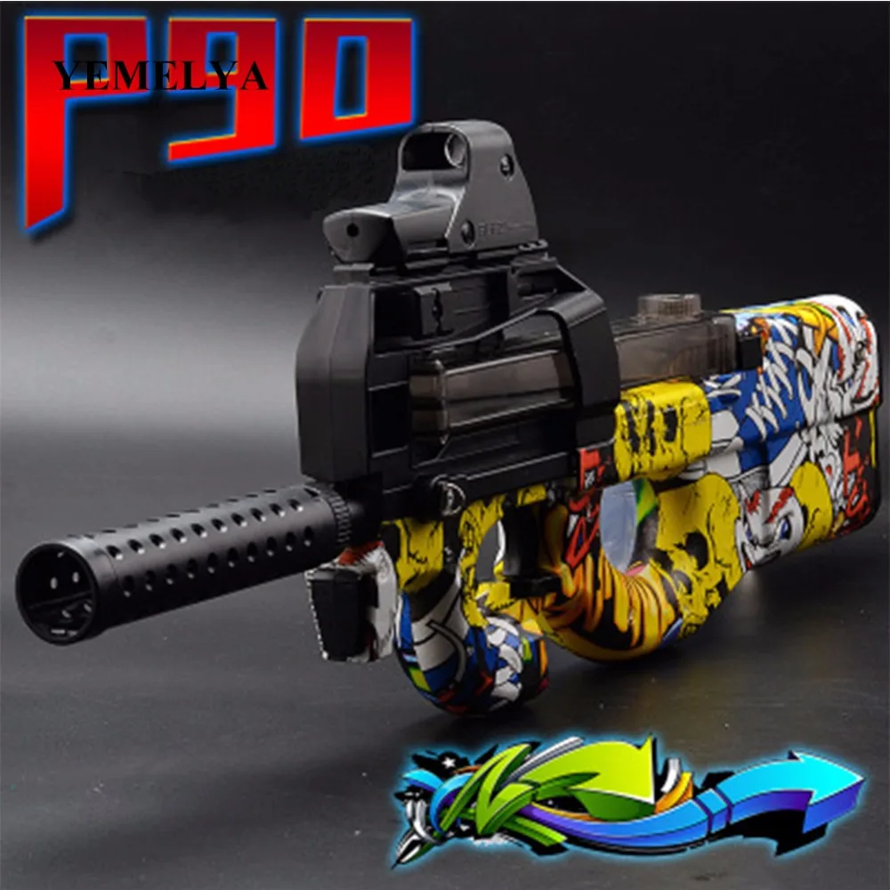 

P90 Graffiti Edition Electric Game Toy Gun Soft Air Water Bullet Bursts Gun Live CS Assault Snipe Weapon Outdoors Toys