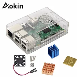 Aokin – boîtier de protection ABS avec ventilateur de refroidissement et dissipateur de chaleur, 1 aluminium + 2 cuivre pour Raspberry Pi 3 b +/3/2/ B + 