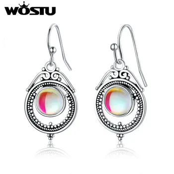 

WOSTU 2020 Hot Fashion Elegant Moonstone Drop Earrings Romantic Trendy Dangle Earrings For Women Party Wedding Jewelry SDTE150
