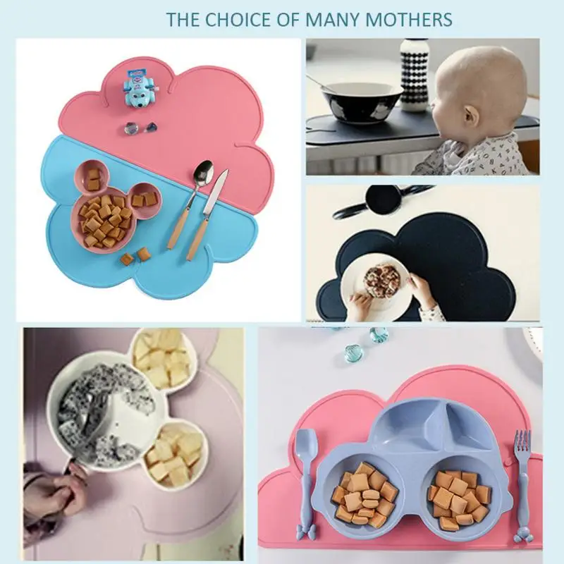 Cloud Shaped Silica Gel Heatproof Placemat For Babies Toddlers And Kids Cloud Shaped Silica Gel Heatproof Placemat For Babies Toddlers And Kids