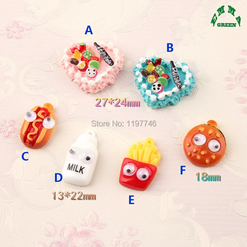 

Slime Charm Beads Milk Cake Hamburger Chips Cartoon Cute pendant&Mobile phone shell decoration DecoJewelry Accessory DIY 10pcs