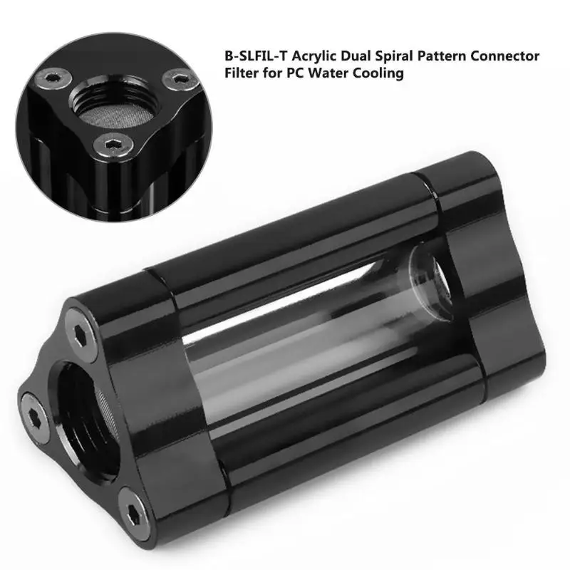 

VAKIND Aluminum Acrylic G1/4 Dual Spiral Pattern Filter Connector Computer Fitting for PC Water Cooling System