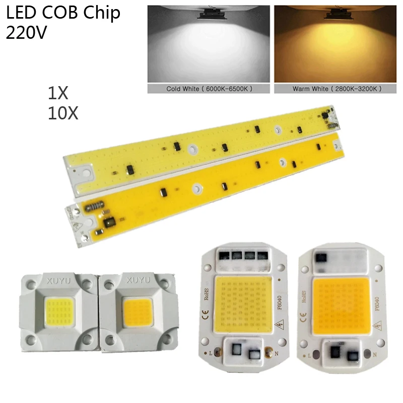 1X 10X Открытый 10 80 Вт умный IC для прожектора AC 220 В прожектор светодиодный чип COB