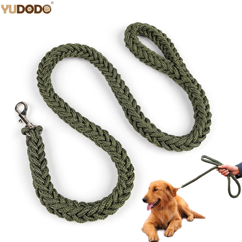 Heavy Duty Dog Leash Green Nylon Braided Strong Pet Training Rope