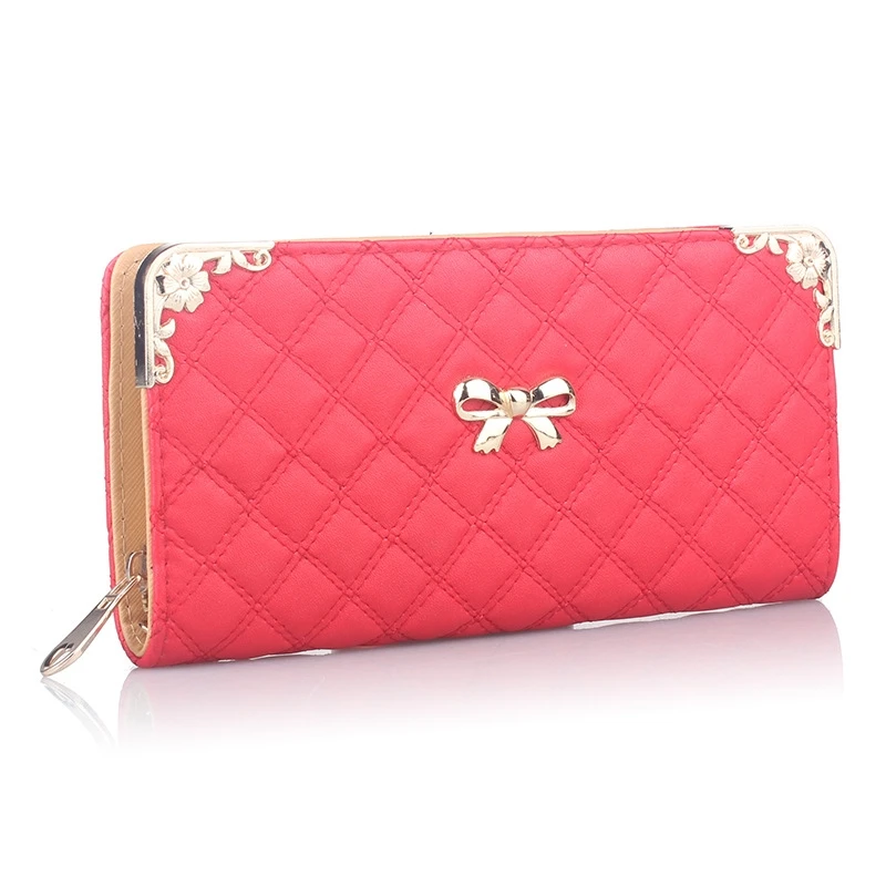 

Korean Version Embroidered Bow Leather Clip Long Ladies Wallet Multi-Function Hand Zipper Purse Mobile Phone Bag