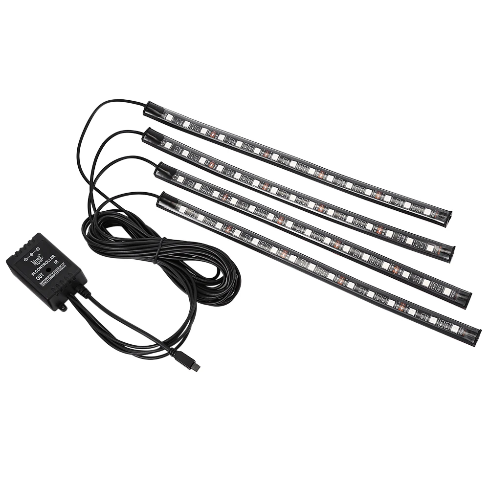 Car 15 LED Decorative Atmosphere Lamp 10W One Drag Four RGB Remote Control for Decoration with Cigarette Lighter Plug | Автомобили и