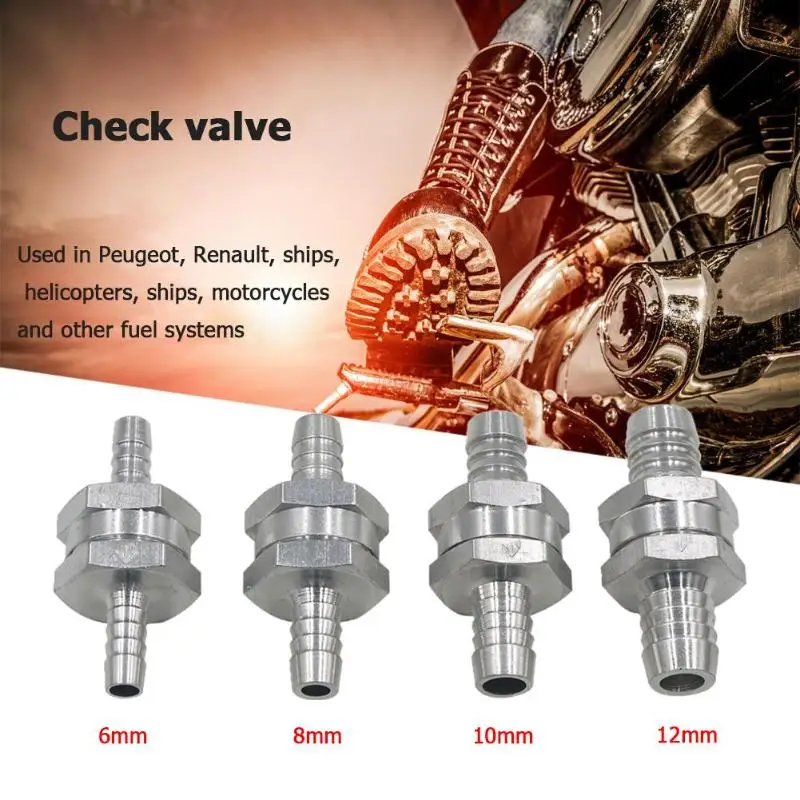

6/8/10/12mm Aluminium Alloy Fuel Non Return Check Valve One Way Fit Carburettor Petrol Diesel for Car Helicopters Ships Motorcyc