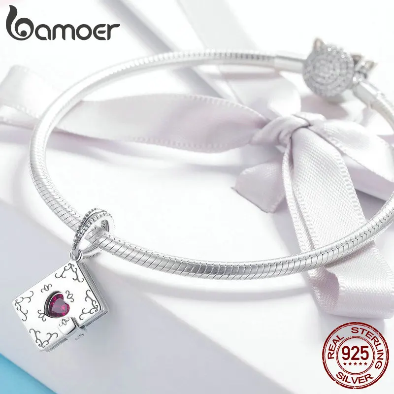 BAMOER кулон из стерлингового серебра 925 пробы с коробкой для любви Forever подвеска в