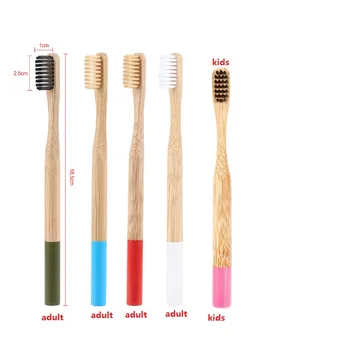 

5/1Pcs Eco-friendly Bamboo Toothbrush Tongue Scraper Round Handle Soft Bristles Natural Oral Health Dental Care Toothbrushes