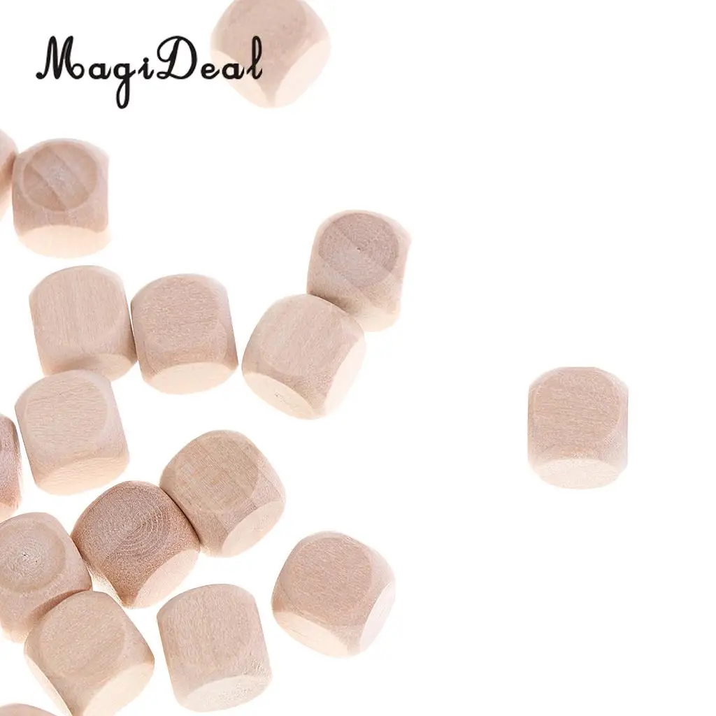 MagiDeal 100 штук деревянные пустые шестигранные кубики DIY для D & MTG DND настольные