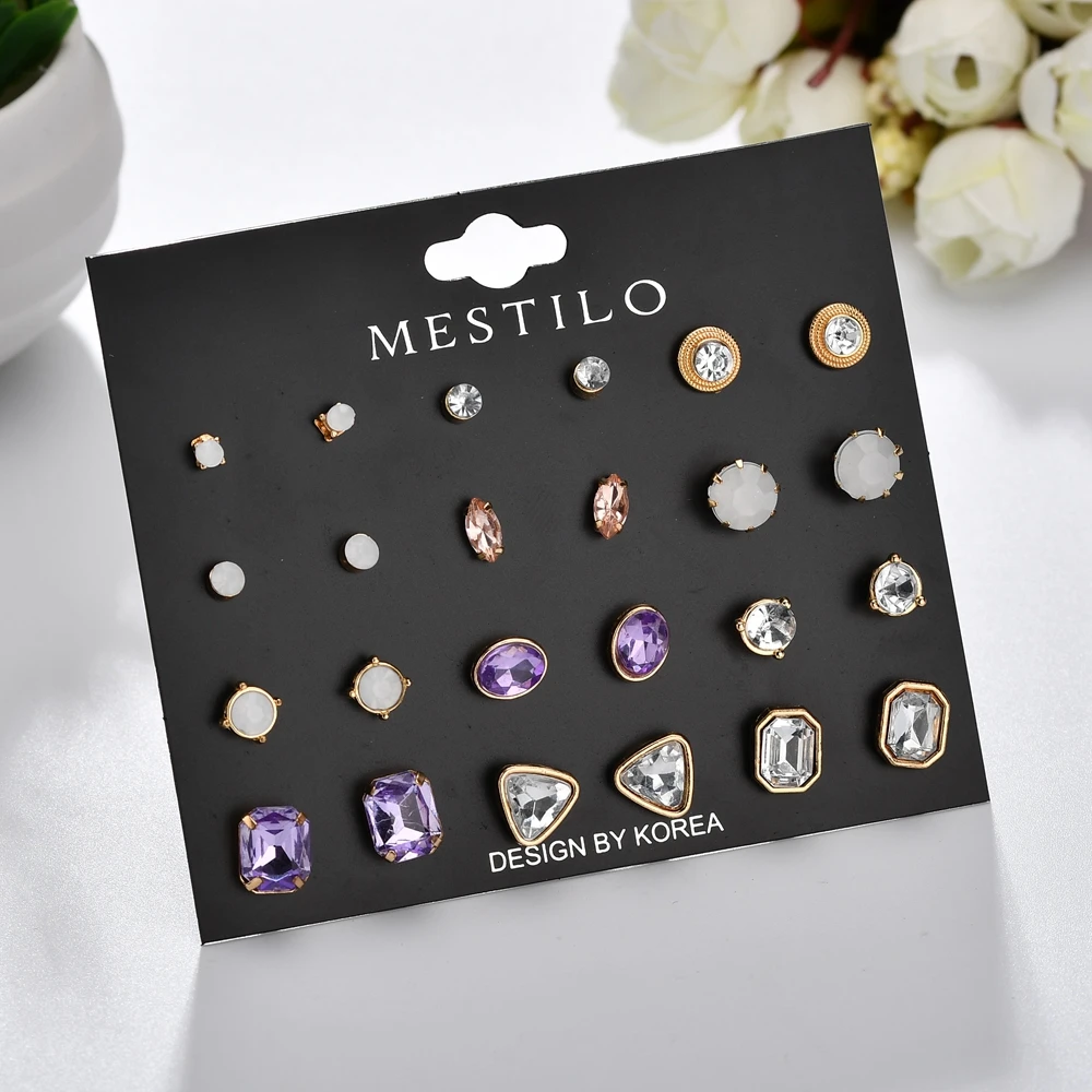 MESTILO новые корейские модные женские изысканные серьги наборы маленький геометрический кубический циркон серьги гвоздики для девочек подарок на день рождения