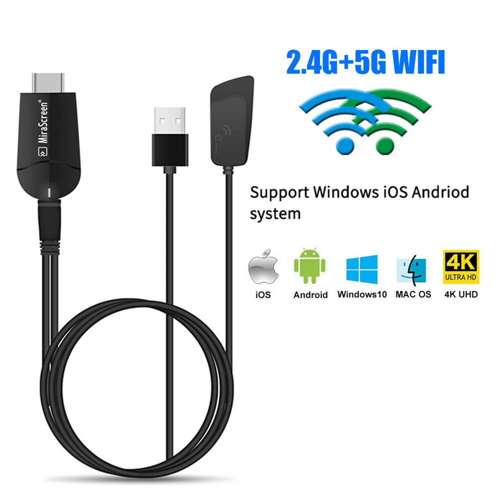

MiraScreen 2.4G/5G WiFi Display Dongle Wireless HDMI Receiver Adapter TV Stick Dual Core Dual Decoder Dual Band Dropship