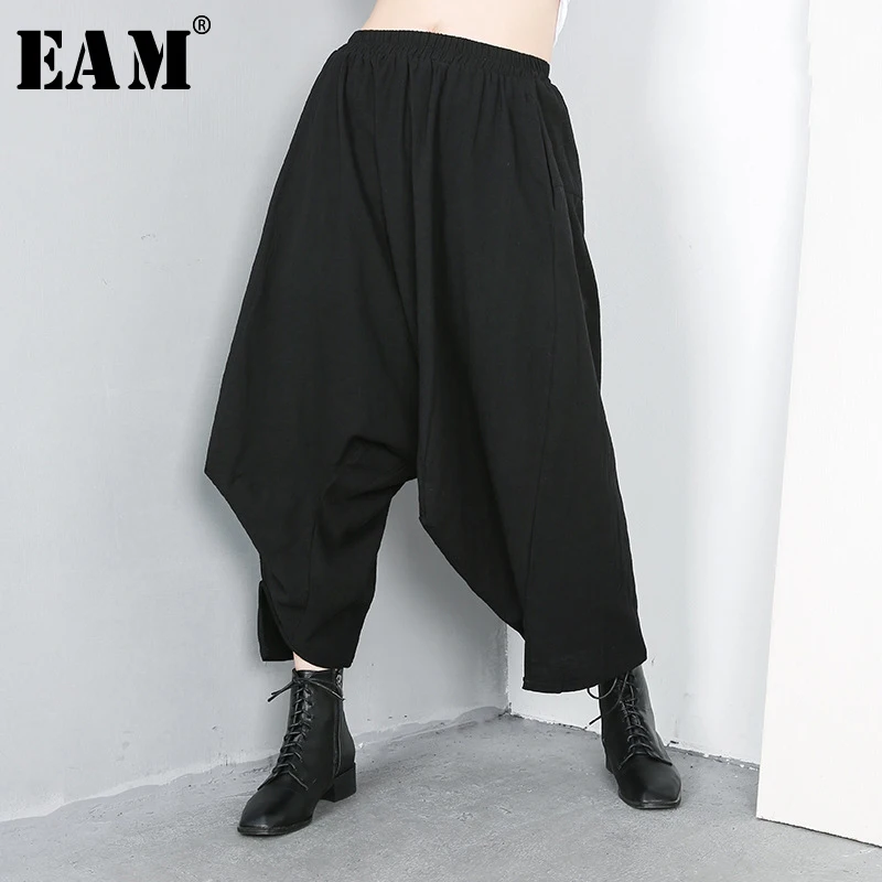 [EAM] 2019 New Spring Summer High Elastic Waist Black