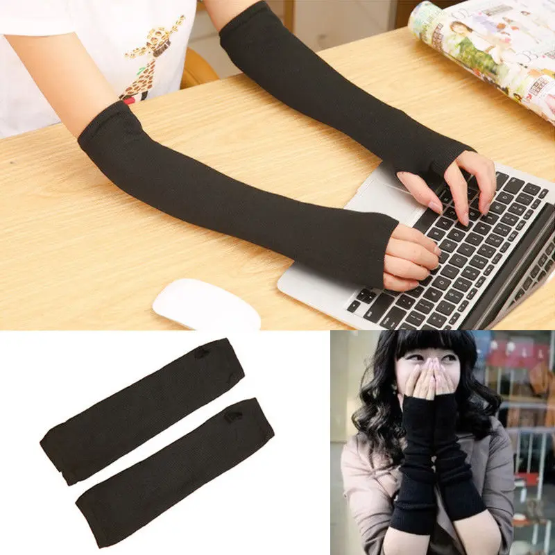 

Fashion WInter Women Stretchy Long Sleeve Fingerless Gloves Acrylic Blend Arm Warmers Sleeves