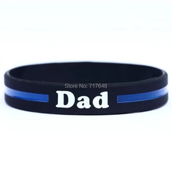 

100pcs Dad Thin Blue Line wristband silicone bracelets free shipping by ePacket A