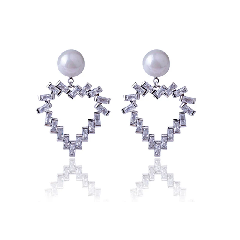 

CHENFAN fashion women's earrings 2019 jewelery Copper Women Heart Pearl Jewelry earrings with stones earrings jewelry
