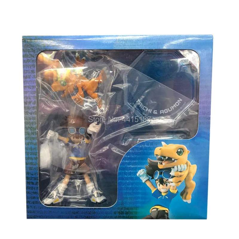 Anime Super Digimon Agumon Greymon & Yagami Taichi PVC Action Figure Doll Collectible Model Toy Gift For Children 11 cm