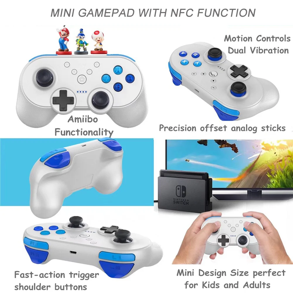 Mini BT Wireless Gamepad Controller para Nintend interruptor con NFC Dual función de vibración controlador de juegos para Nintend interruptor - 3