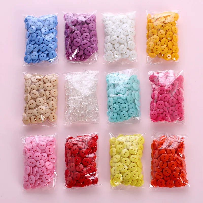 100pcs/set Mix Colors 2 Holes Buttons Round Acrylic DIY Diy button painting material Garment Accessories for Children | Дом и сад