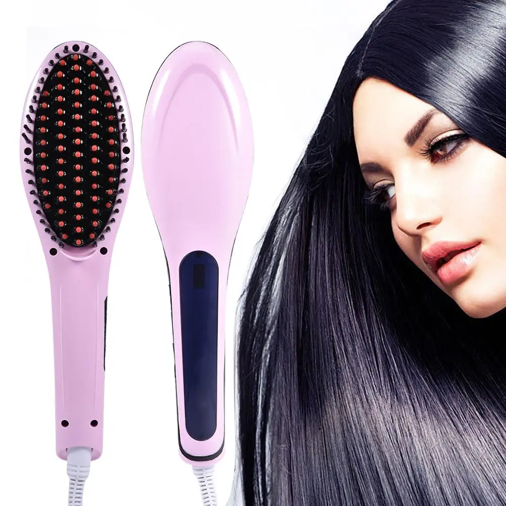 

1PC Electric Comb Hair Straightener Brush Ceramic Heating Hair Straightening Brush Temperature Display Anti-scald Makeup Comb