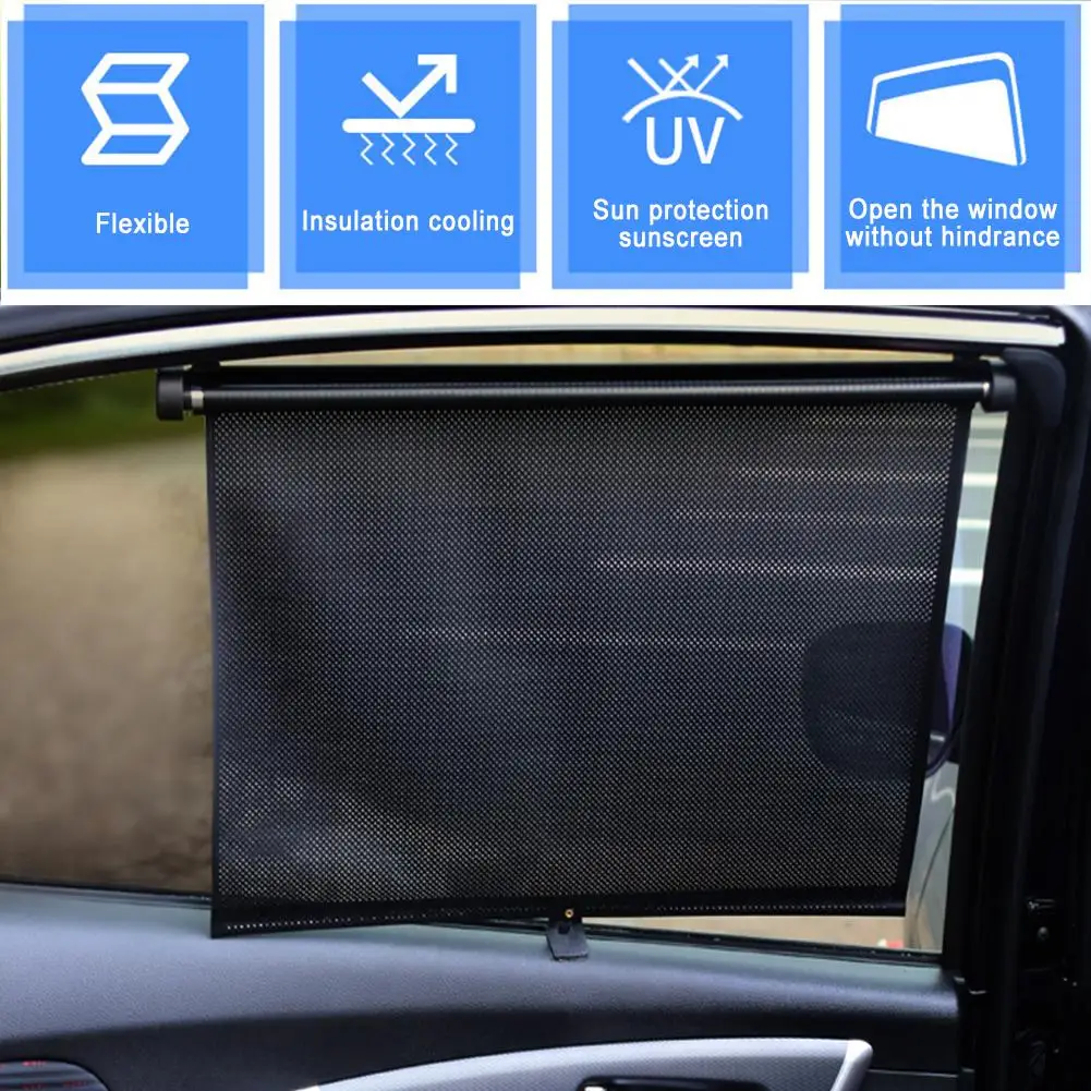 

2 Pcs Car Retractable Roller Sunshade Car Roller Sunshade Protector Blocks UV Rays Universal Auto Windows Shades