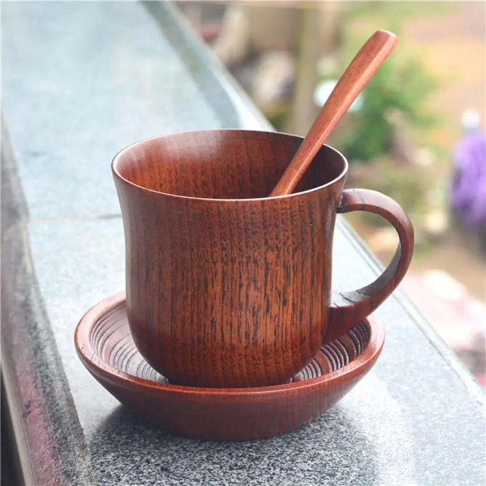 Natural Wooden Cup Mug Handmade Breakfast Coffee Tea Beer Wine Juice