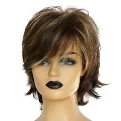 Природный Короткие вьющиеся парики человеческих волос Pixie вырезать парик для Для женщин w/челка 12 дюймов шикарный стиль и мягкий на ощупь