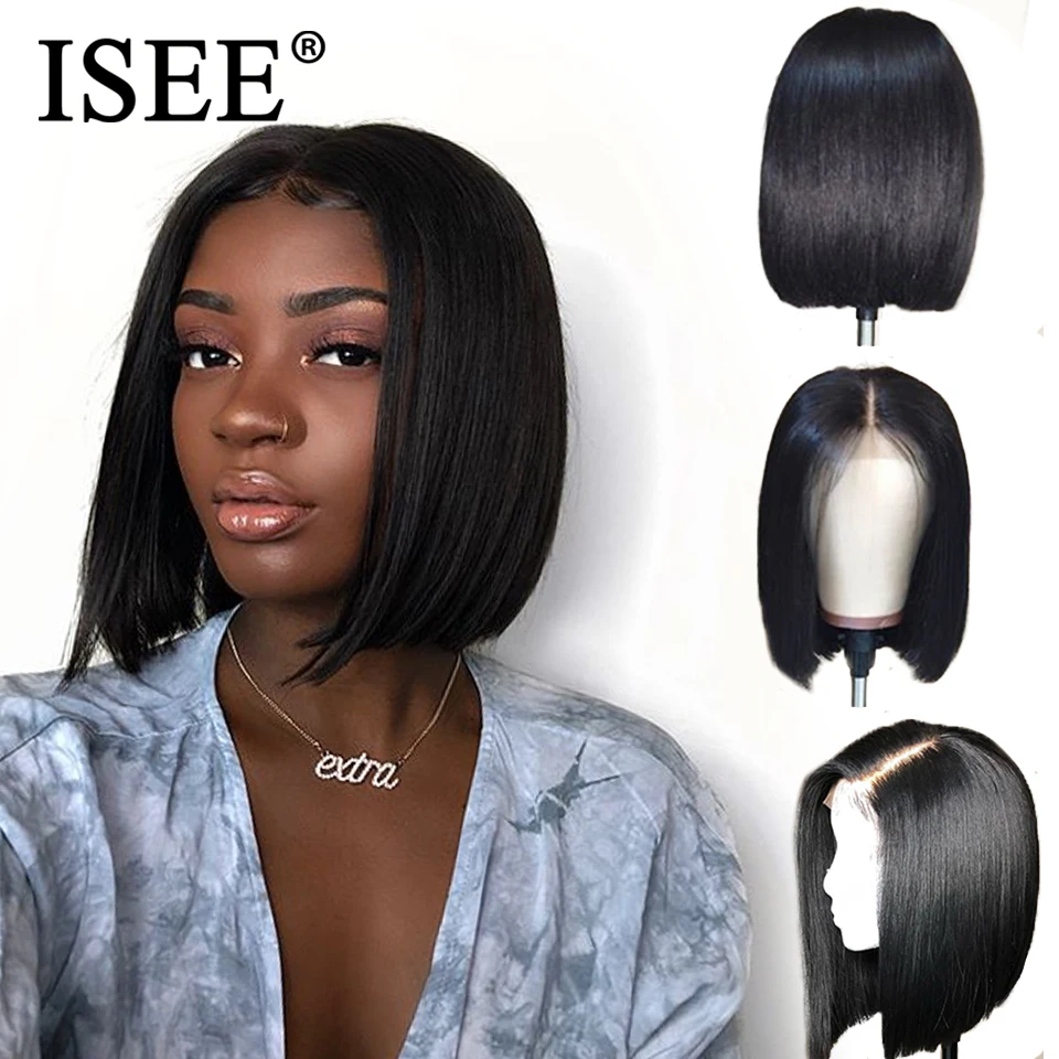 US $50.96 Straight Bob Lace Front Wigs Pre Plucked Hairline Isee Hair Short Human Hair Wigs Brazilian Straight Blonde 613 Lace Front Wigs