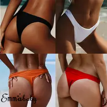 Женские бразильские дно бикини Cheeky Traingle трусы женские сексуальные сплошной цвет купальники купальный костюм