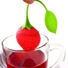 Новейший дизайн, клубничный фильтр, диффузор, милое Силиконовое свободное ПЕРФОРИРОВАННОЕ ситечко для трав и специй, чайный лист, ситечко, чайная посуда, аксессуары для дома