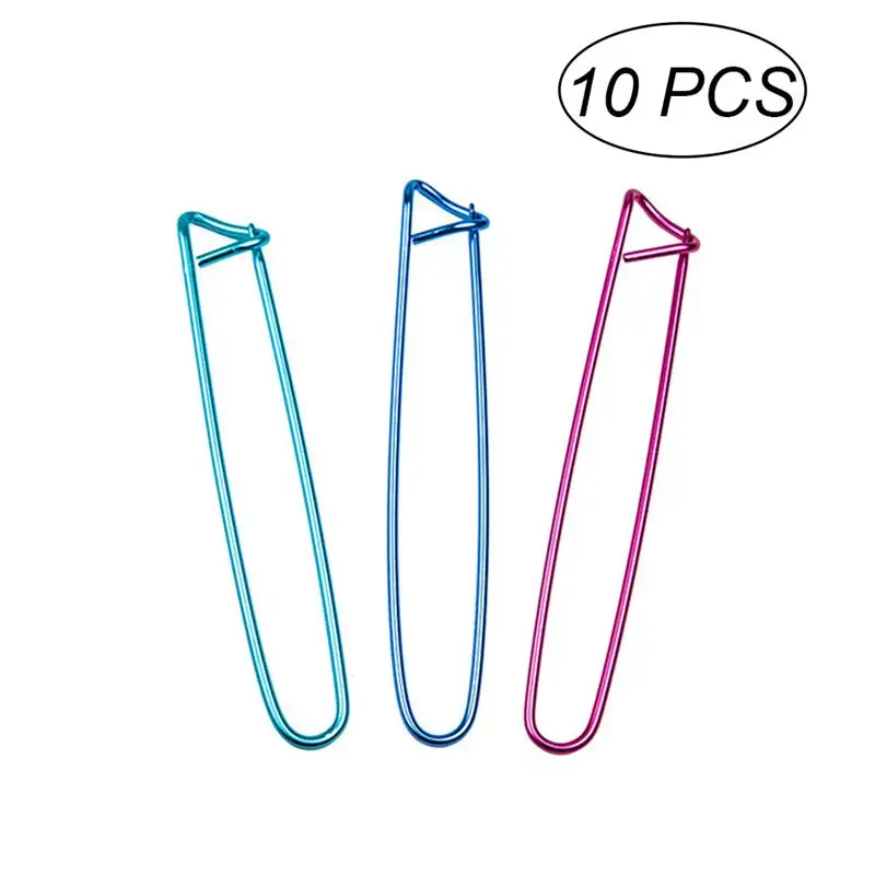 

10pcs Crochet Knitting Needles Shiny Aluminum Yarn Stitch Holder Safety Pins for Knitting Notions or Crochet (Random Color)