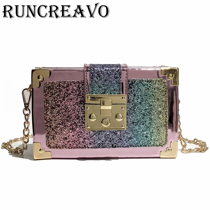 

2019 crossbody bags for women leather handbags luxury handbags women bags designer sequines chain box shoulder bag sac a main